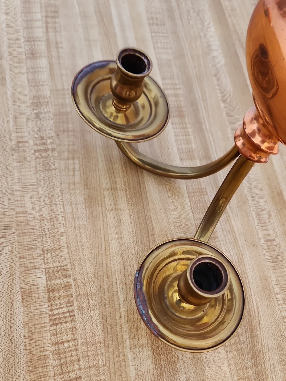 Brass & Copper Wall Candle Sconces - Pair